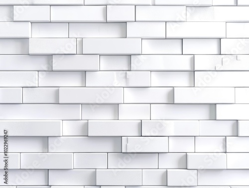 Abstract white background featuring a brick shadow texture 3D geometric design with a sleek clean white surface Vector representation of an interior wall panel pattern