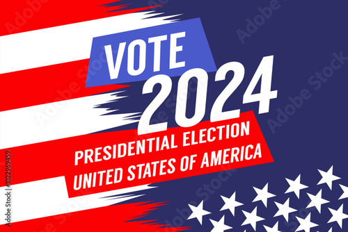 Vote 2024 Presidential Election Poster with Patriotic Red, White, and Blue Design