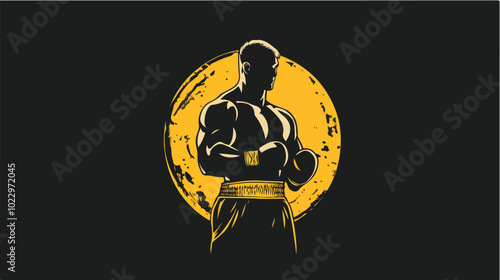 Illustration of a sportsman engaged in boxing. Sportsman boxer. Boxing.