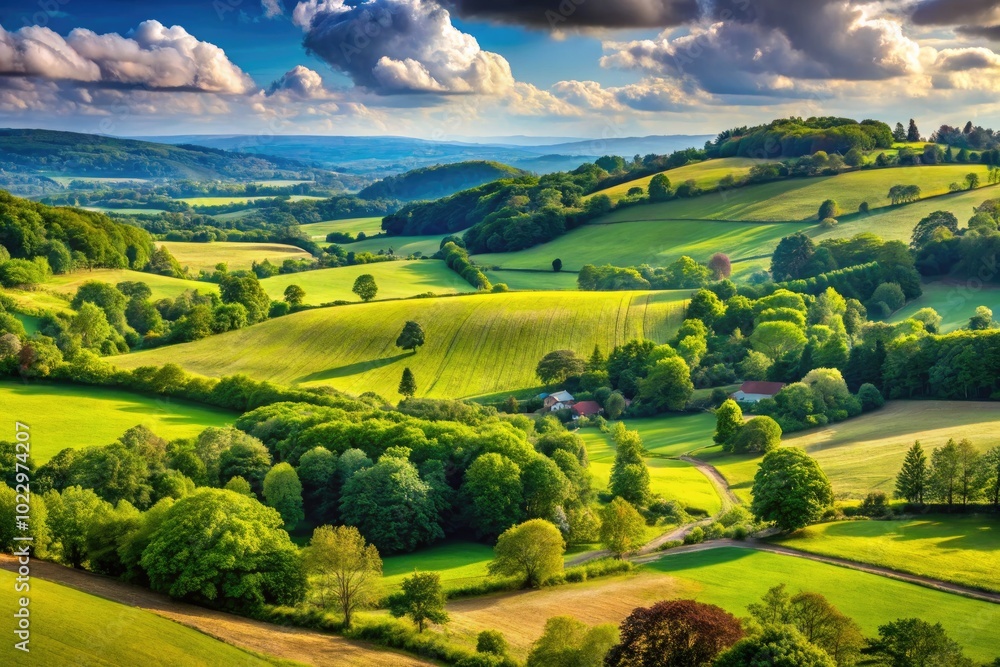 Scenic Landscape of Surrey, UK Featuring Rolling Hills, Lush Greenery and Quaint Countryside Views Scenic Landscape of Surrey, UK Featuring Rolling Hills, Lush Greenery and Quaint Countryside Views