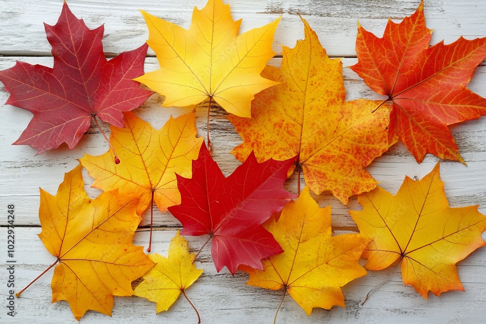 Composition with autumn leaves on a white background. Top view of flat lay. Composition with autumn leaves on a white background. Top view of flat lay.