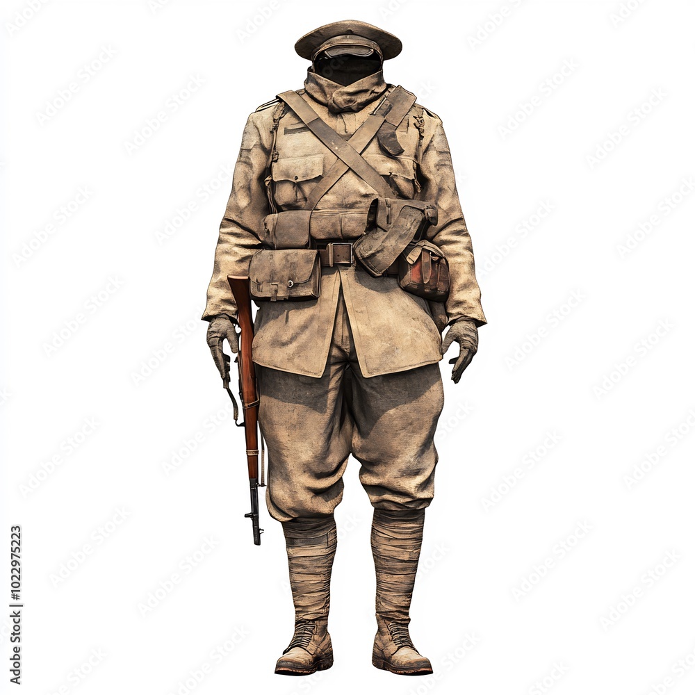 Soldier clothes on a white background