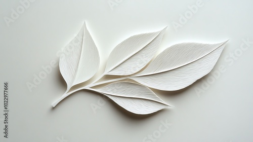 Singlelayer paper cut leaf with smooth, flowing lines and negative space design, paper cut leaf, minimalist nature decor photo