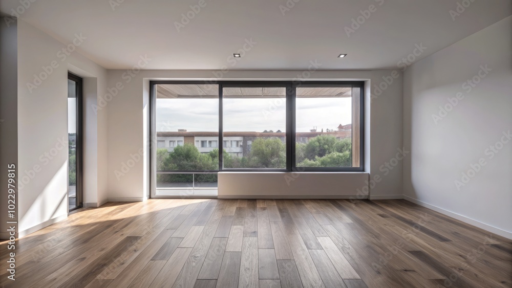 Fototapeta premium Spacious empty room with large windows.