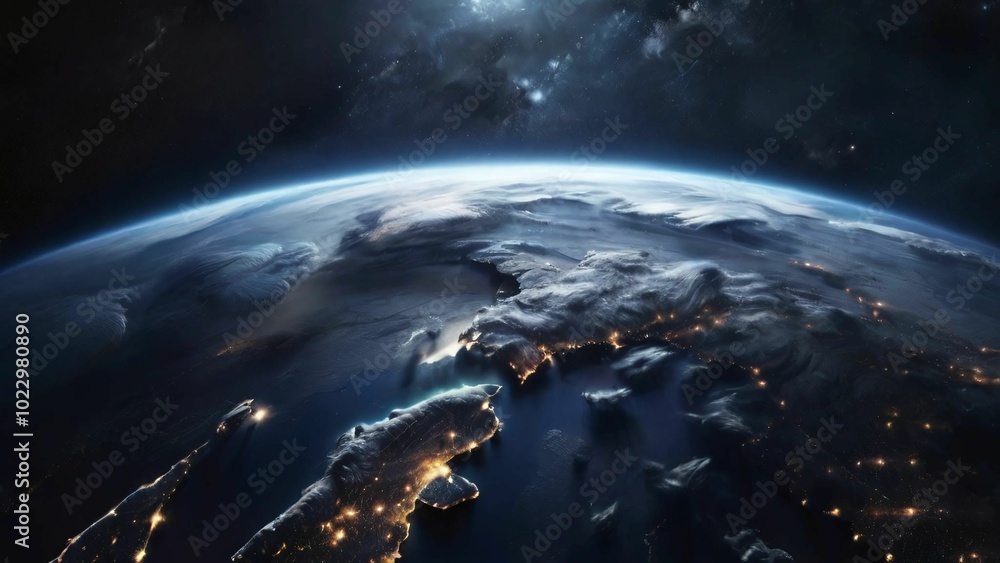 Obraz premium View of the earth in the dark space