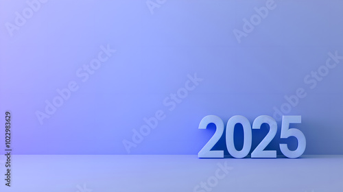 Chiffres 2025 en relief sur un fond uni coloré