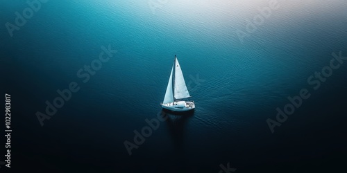 Serene Sailboat on Calm Blue Waters