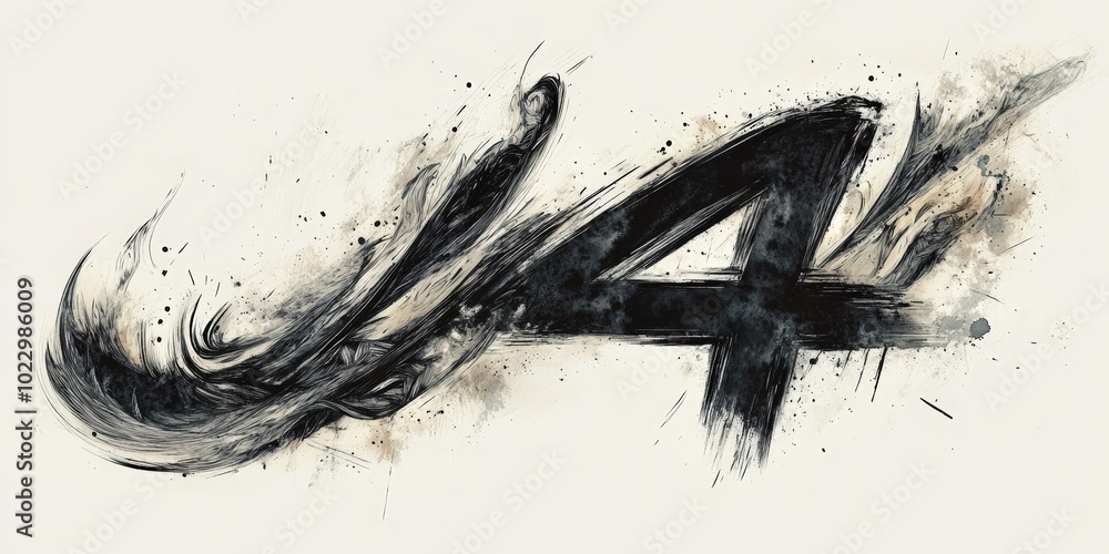 Abstract painting of the number four. Abstract painting of the number four.