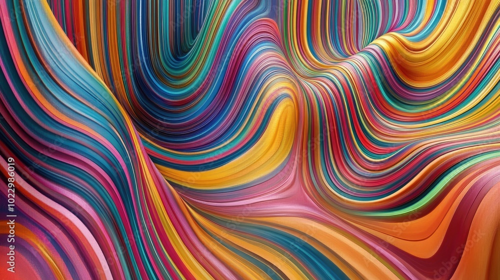 Colorful warped lines 2d background Abstract modern backdrop featuring multicolored stripes with a surreal wavy texture Colorful warped lines 2d background Abstract modern backdrop featuring multicolored stripes with a surreal wavy texture