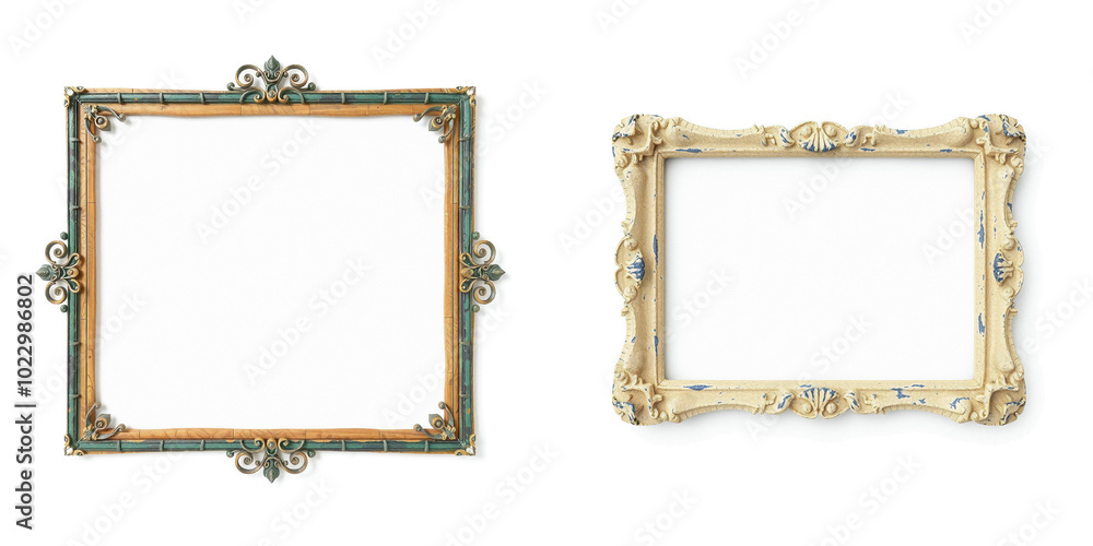 painting frames and ornament style background for design, isolated on white painting frames and ornament style background for design, isolated on white