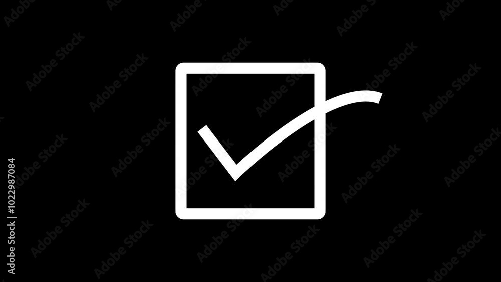 Abstract check mark icon animation on background. Abstract check mark icon animation on background.