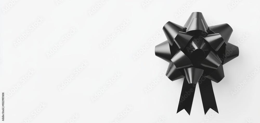 A modern minimalist Christmas bow in matte black, sleek and elegant holiday ribbon for a sophisticated look, isolated on white background A modern minimalist Christmas bow in matte black, sleek and elegant holiday ribbon for a sophisticated look, isolated on white background