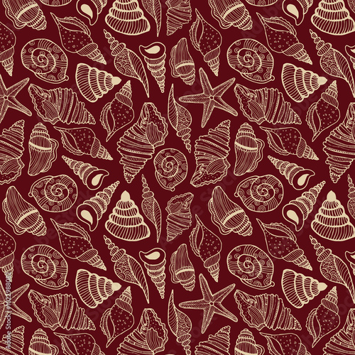 Wallpaper Mural Bright vector background pattern with underwater marine life. Includes coral, seashells, and aquatic creatures. Perfect for kids designs, summer themes, and marine graphics. Torontodigital.ca