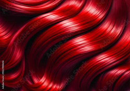 Vibrant red hair texture - rich and shiny hair design for beauty and fashion