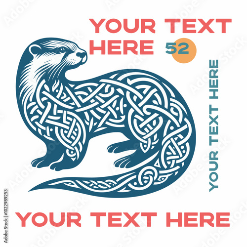 A detailed otter with intricate Celtic knotwork patterns. This vector art showcases the beauty of nature merged with Celtic symbolism in a bold and unique design.

