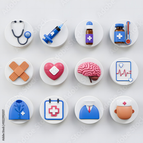 Vibrant Visions 3D Medical Icon Collection photo