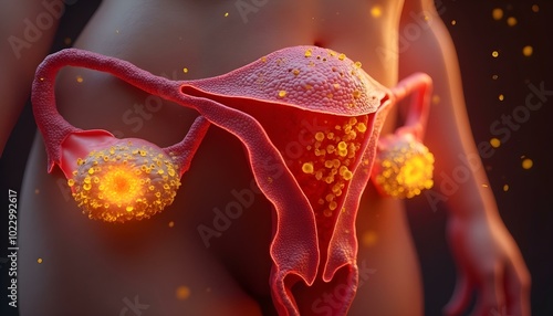 Medical Illustration of Uterine and Cervical Cancer