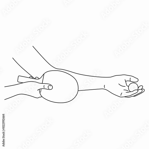 Serving in table tennis outline vector