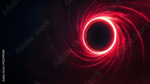 Red light ring, black background, circular-shaped light effect