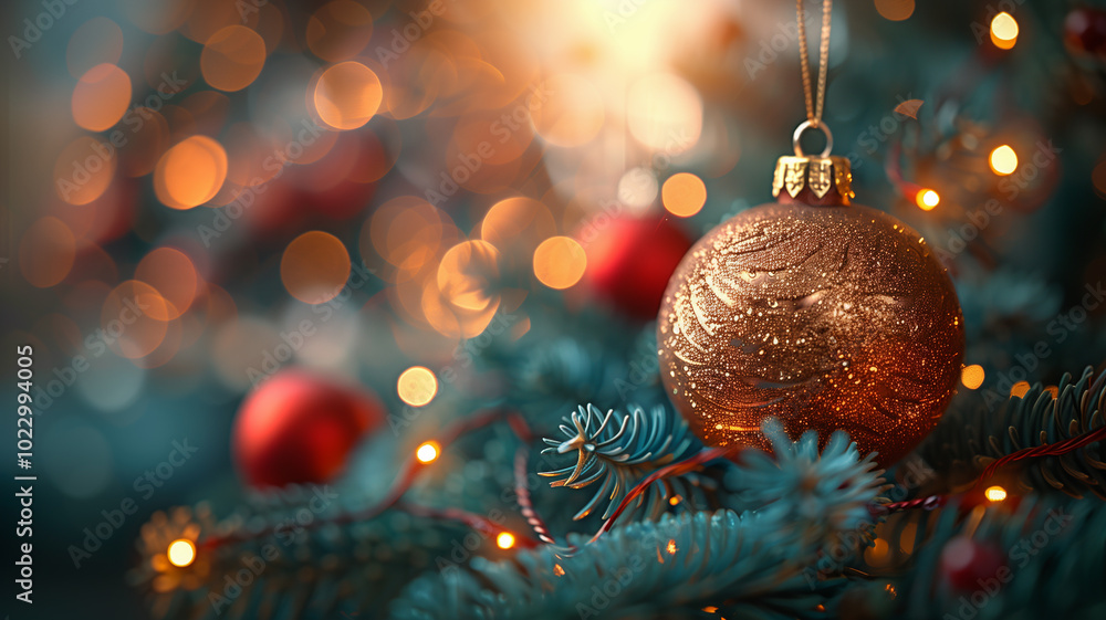 Christmas ball. Christmas background with christmas tree. Holiday greetings card Christmas ball. Christmas background with christmas tree. Holiday greetings card