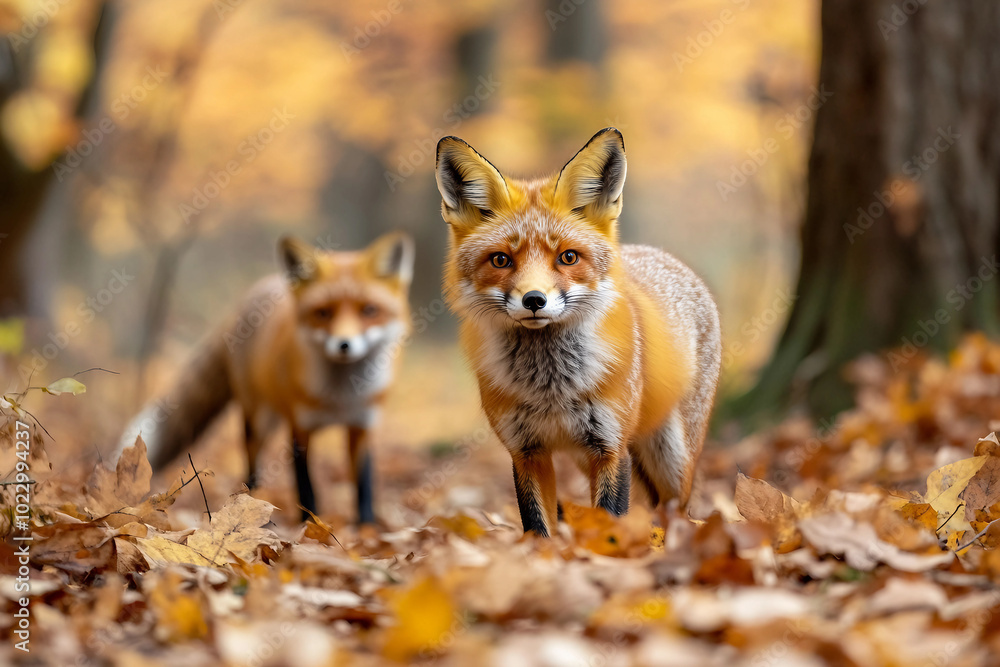 Wild animal red fox in natural habitat generative AI technology Wild animal red fox in natural habitat generative AI technology