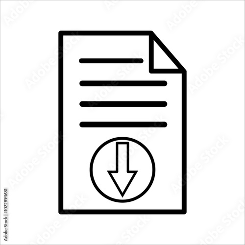 File download icon. Information, text documents, uploads, folders, pdf files, personal, books, notes. Data set concept. Parallel vector icon, black and colorful style on black and white background