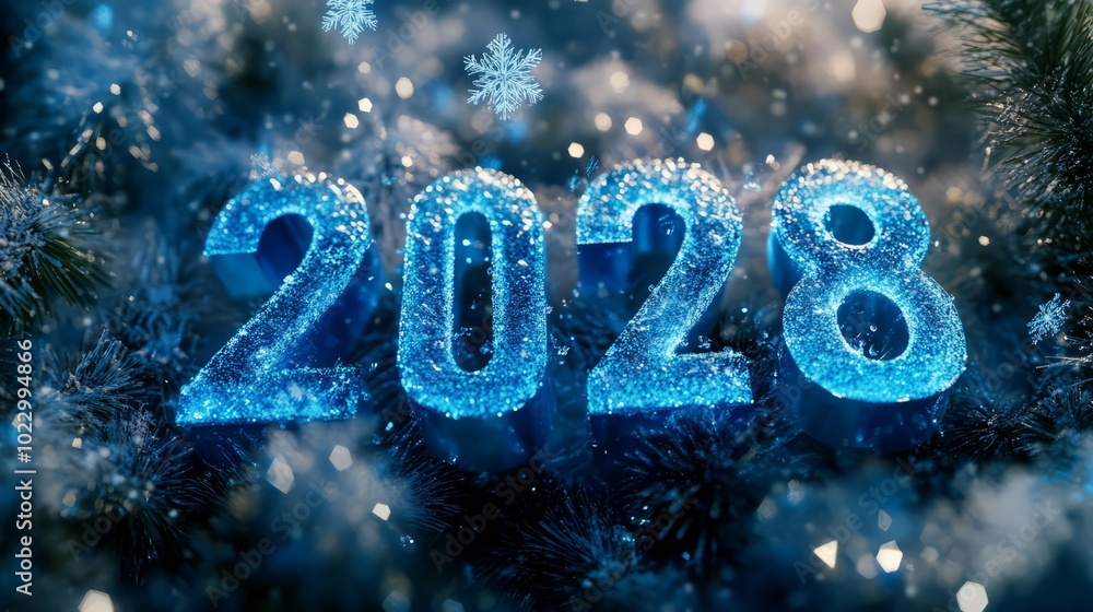 Frozen in Time: 2028, a frosty winter wonderland, the new year is here, a symbol of hope, possibility, and fresh starts. The numbers 2028 are frozen in ice. Frozen in Time: 2028, a frosty winter wonderland, the new year is here, a symbol of hope, possibility, and fresh starts. The numbers 2028 are frozen in ice.