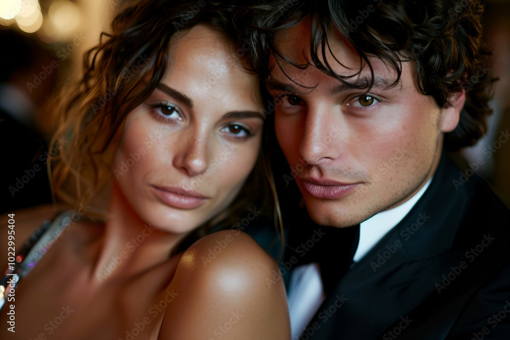 Beautiful dramatic scene of romantic dinner happy couple in love celebrating bonding, Generative AI Beautiful dramatic scene of romantic dinner happy couple in love celebrating bonding, Generative AI