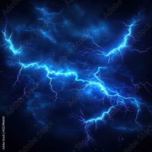 Neon Electric Lightning Print, Blue Lightning Energy, Electric Storm Art, Bold Energy Fractal, Dramatic Light Fractal