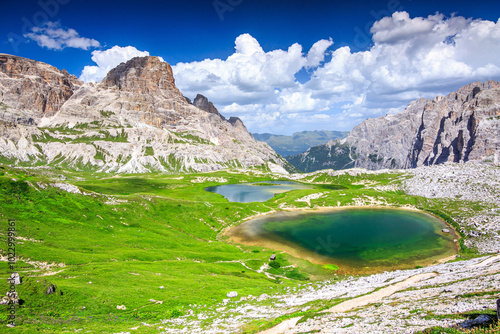 Laghi dei Piani, in Dolomites, italian Alps photo