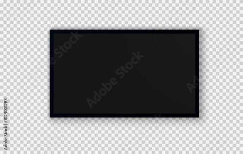 TV screen PNG. Modern stylish LED LCD panel. Large computer monitor display mockup.TV template. Vector illustration of a plasma TV monitor on a transparent background.