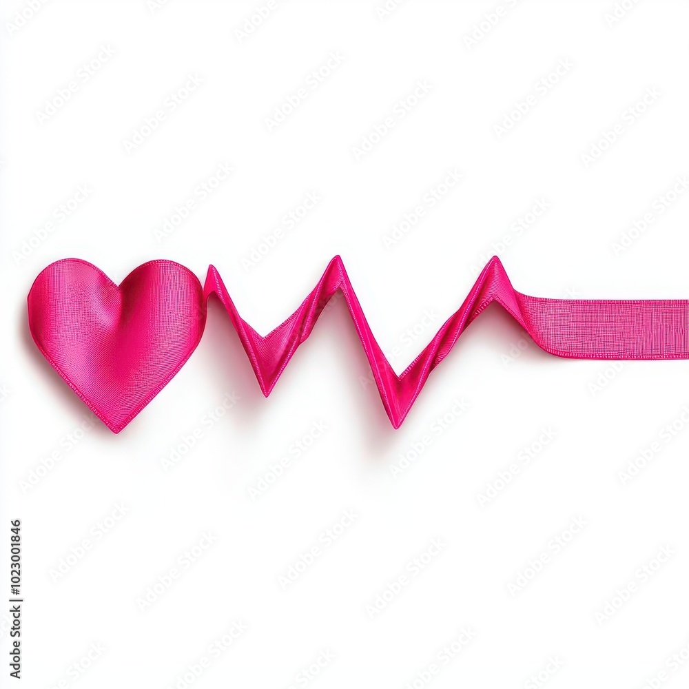 A pink heart shape and heartbeat line create a vibrant design symbolizing love and vitality. A pink heart shape and heartbeat line create a vibrant design symbolizing love and vitality.