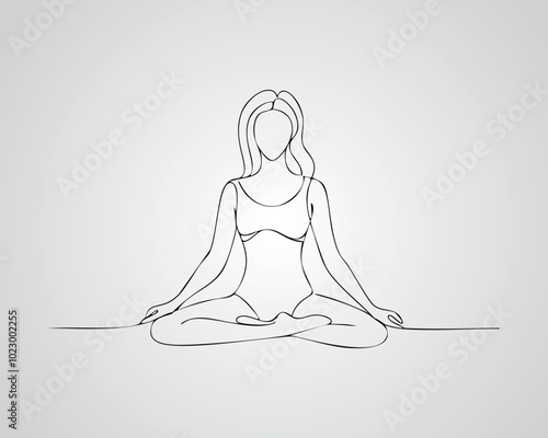 Minimalist Female Fashion Model Outline Illustration. One line art woman illustration
