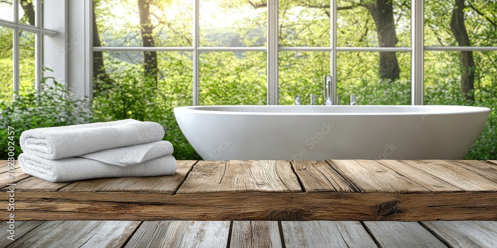 Serene Bathroom with Natural Light and Greenery Serene Bathroom with Natural Light and Greenery