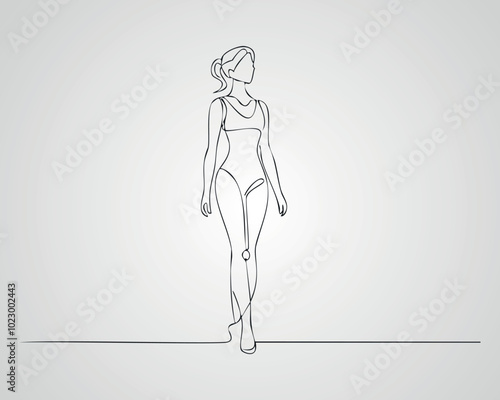 Minimalist Female Fashion Model Outline Illustration. One line art woman illustration