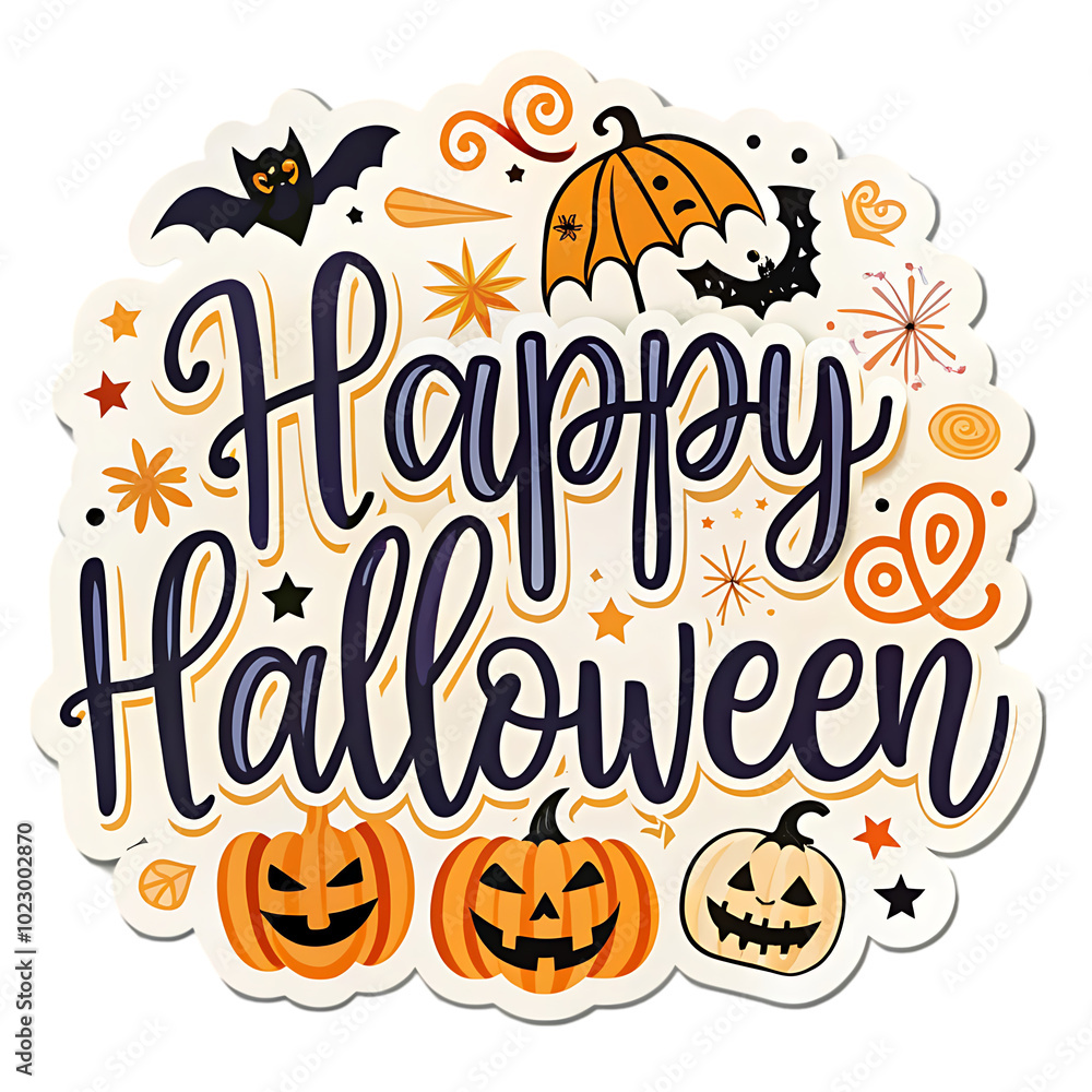 Happy Halloween colorful cartoon style text Happy Halloween colorful cartoon style text