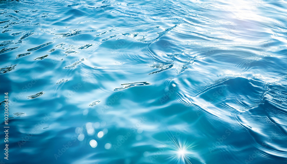 Bluewater waves on the surface ripples blurred. Defocus blurred transparent blue colored clear calm water surface texture with splash and bubbles. Bluewater waves on the surface ripples blurred. Defocus blurred transparent blue colored clear calm water surface texture with splash and bubbles.