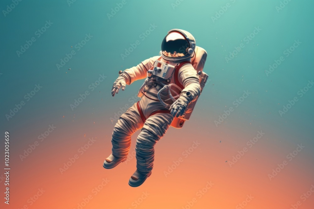 Astronaut parachuting recreation adventure. Astronaut parachuting recreation adventure.