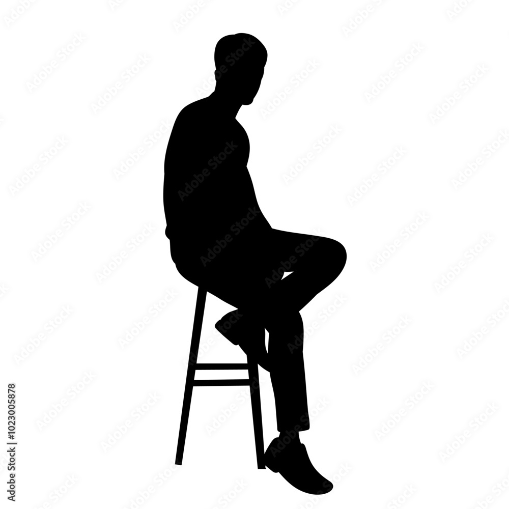 man sitting on chair silhouette, vector man sitting on chair silhouette, vector