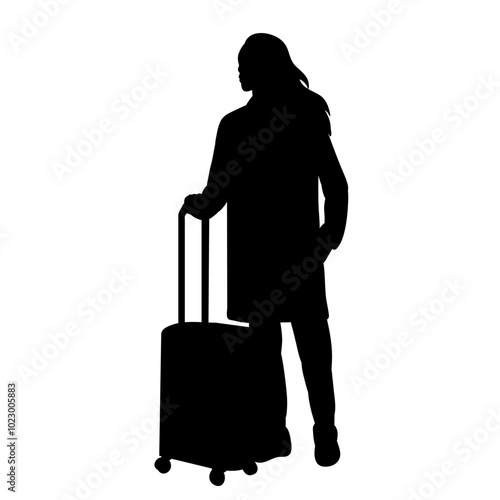 man with suitcase silhouette, vector