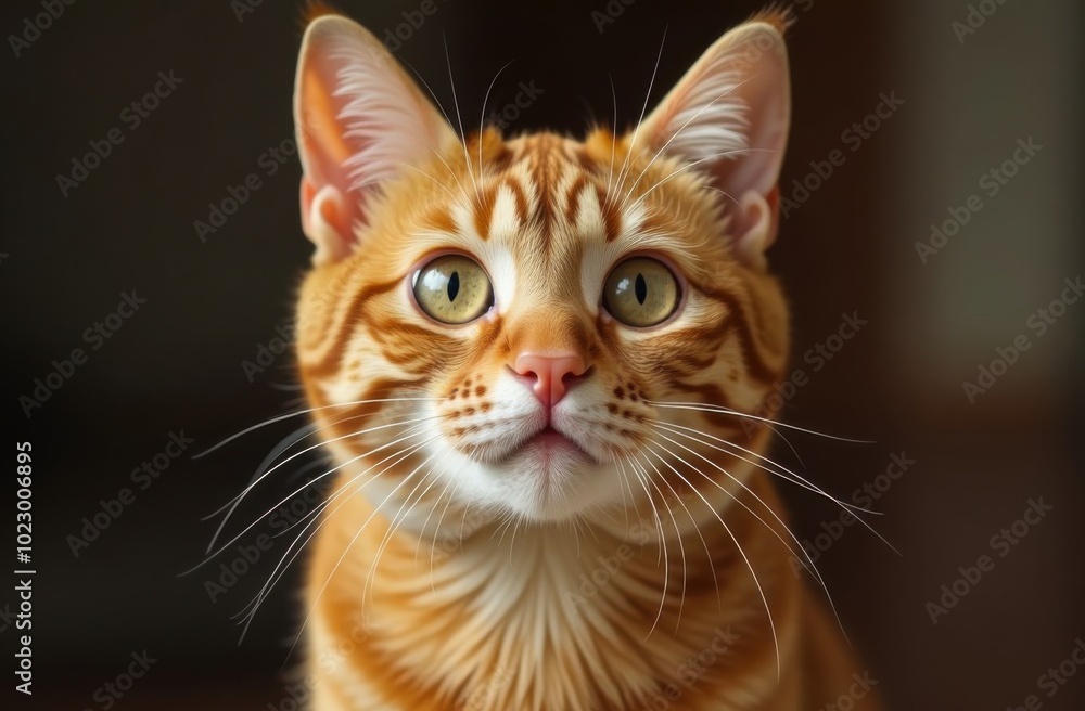 Cute ginger tabby cat looking with curiosity Cute ginger tabby cat looking with curiosity