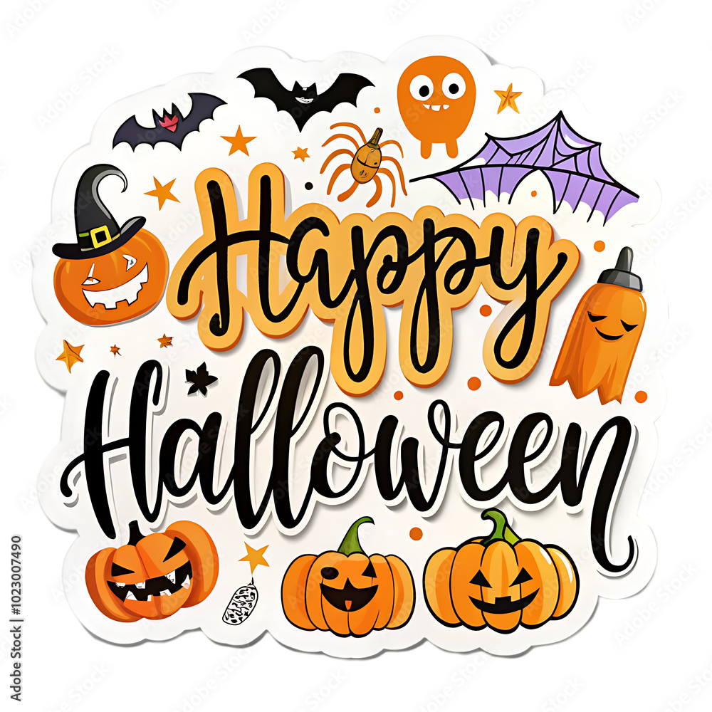 Happy Halloween colorful cartoon style text Happy Halloween colorful cartoon style text