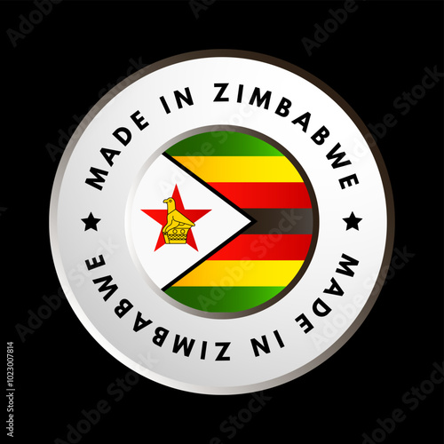 Made in Zimbabwe, is a landlocked country in southern Africa, text emblem badge