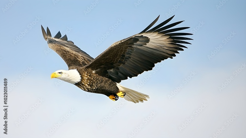 Bald Eagle in Flight Against a Clear Sky Bald Eagle in Flight Against a Clear Sky