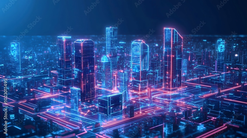 Fototapeta premium Future City with Advanced Infrastructure and Technology