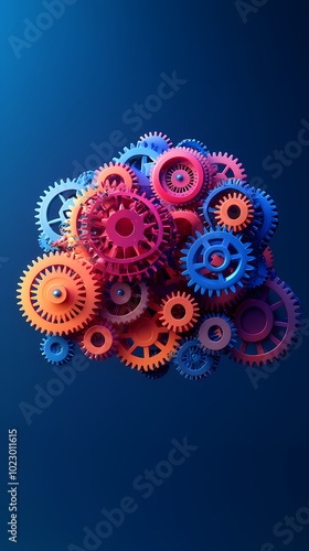 The concept of engineer education, gears and cogs composition isometric 3D vector illustration, studying science at university, and learning engineering.