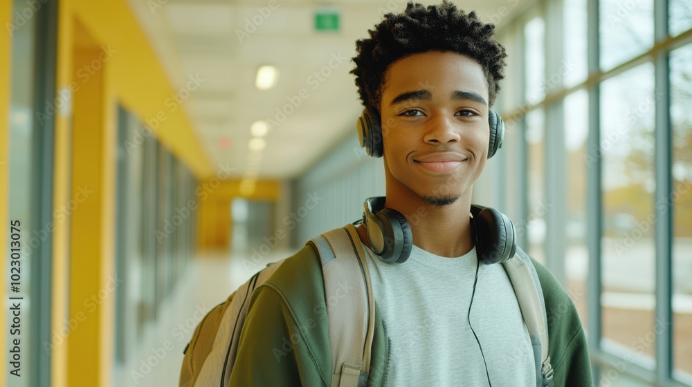 Fototapeta premium The Student with Headphones