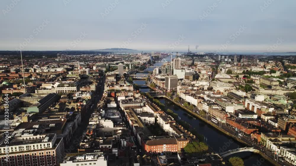 Dublin Ireland drone view of the city in cloudy weather architecture travel Dublin Ireland drone view of the city in cloudy weather architecture travel