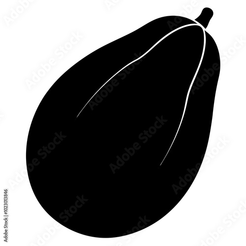 Papaya Silhouette Vector Illustration Fruit Clipart