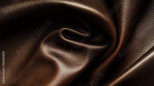 A close-up of brown leather with a textured surface.